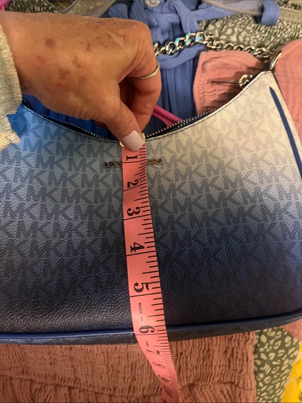 NWOT Michael Kors Blue Ombre MK Logo Shoulder Bag